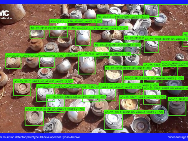Protótipo do VFRAME para identificação de bombas de fragmentação desenvolvido para o Arquivo Sírio